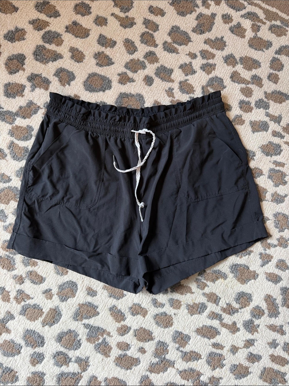 Zella Black Women's Athletic Drawstring Shorts with White Cord